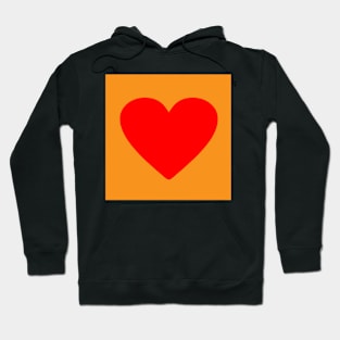 Corazón rojo sobre naranja Hoodie